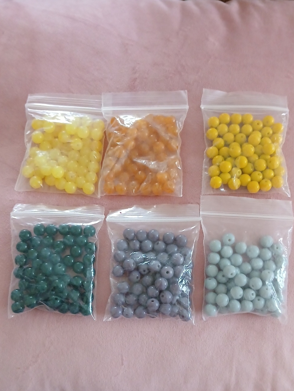 Assorted GlassYellow, Orange, Green, Lavendar and Gray Craft Beads - Multi-Pack